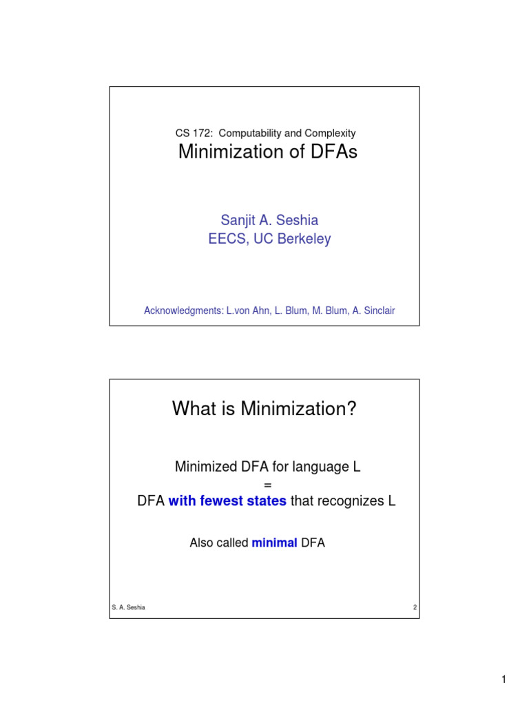 DFA Minimization Techniques Explained | PDF