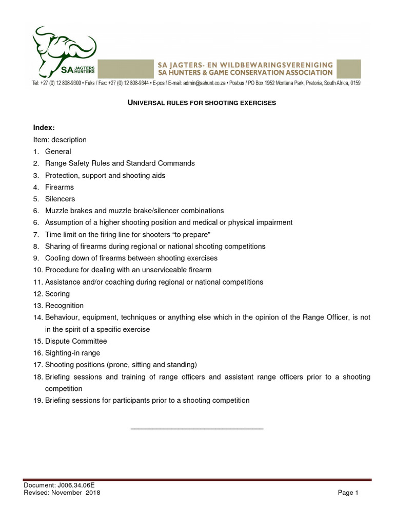 Index Niversal Rules For Shooting Exercises PDF