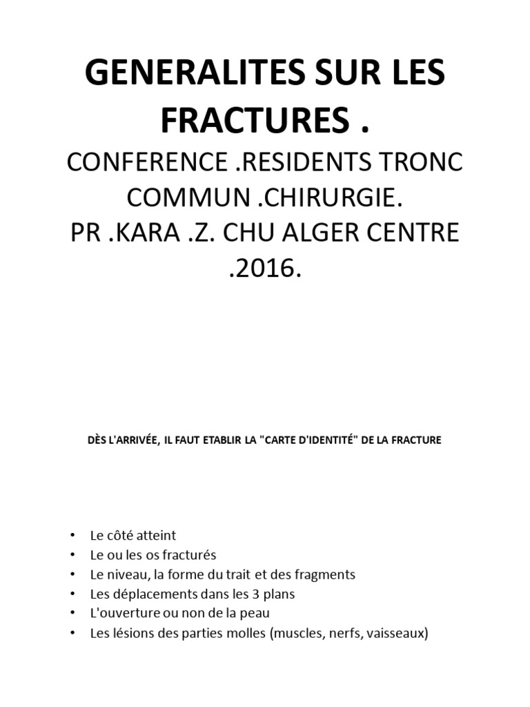 Généralités sur les fractures PDF