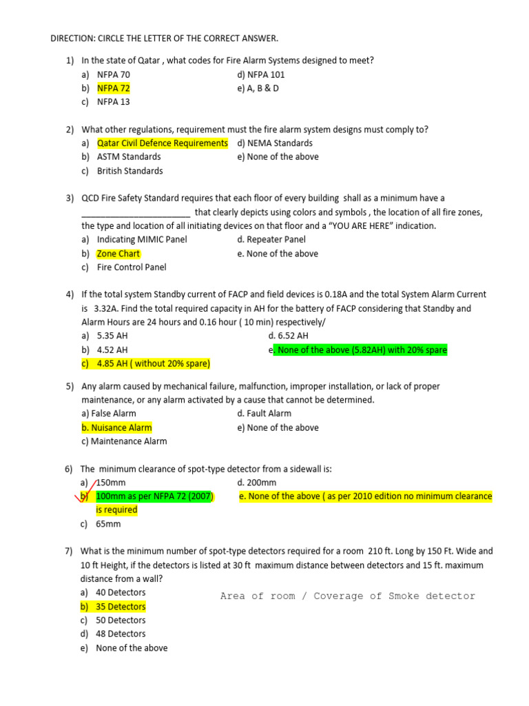 Fire Alarm questionnaire CIVIL DEFENSE | PDF