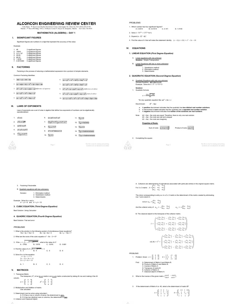 Algebra Concepts and Problem Solving | PDF | Equations | Quadratic Equation