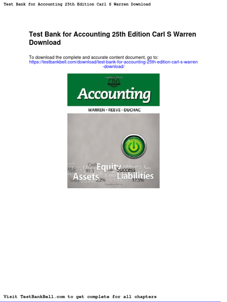 Test Bank For Accounting 25th Edition Carl S Warren Download PDF
