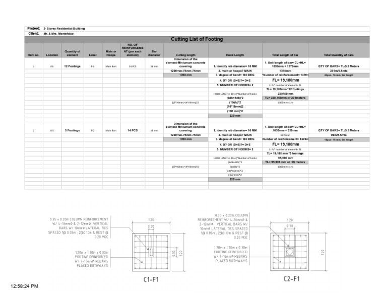 cutting list of footing (3) | PDF