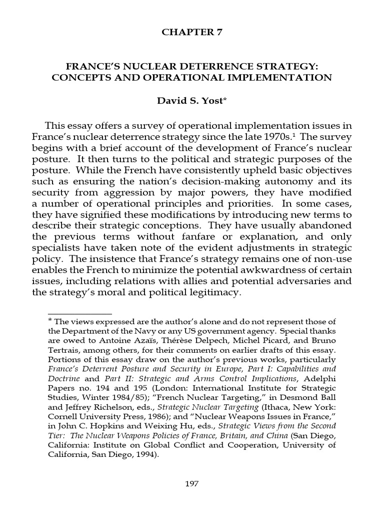 French Nuclear Doctrine Pdf Deterrence Theory Crime Violence