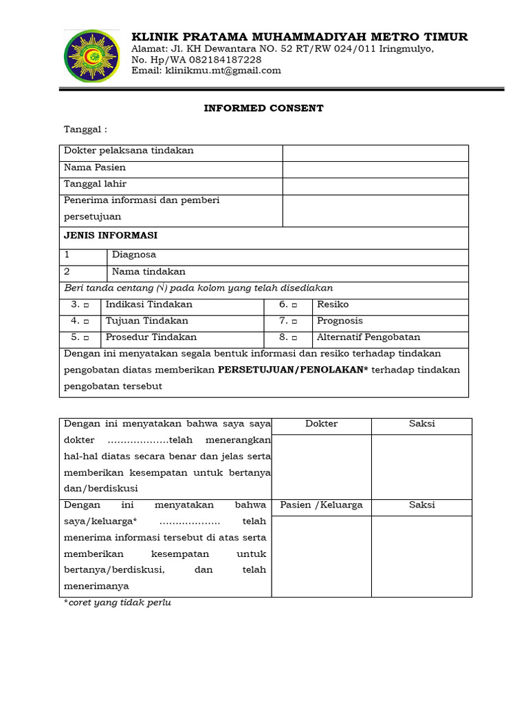 Informed Consent Klinik Pratama | PDF