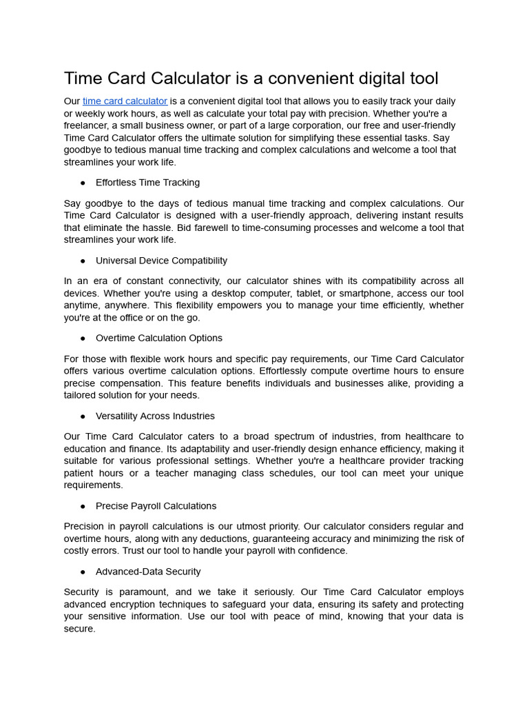 about time card calculator PDF