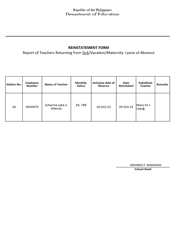Reinstatement Form | PDF