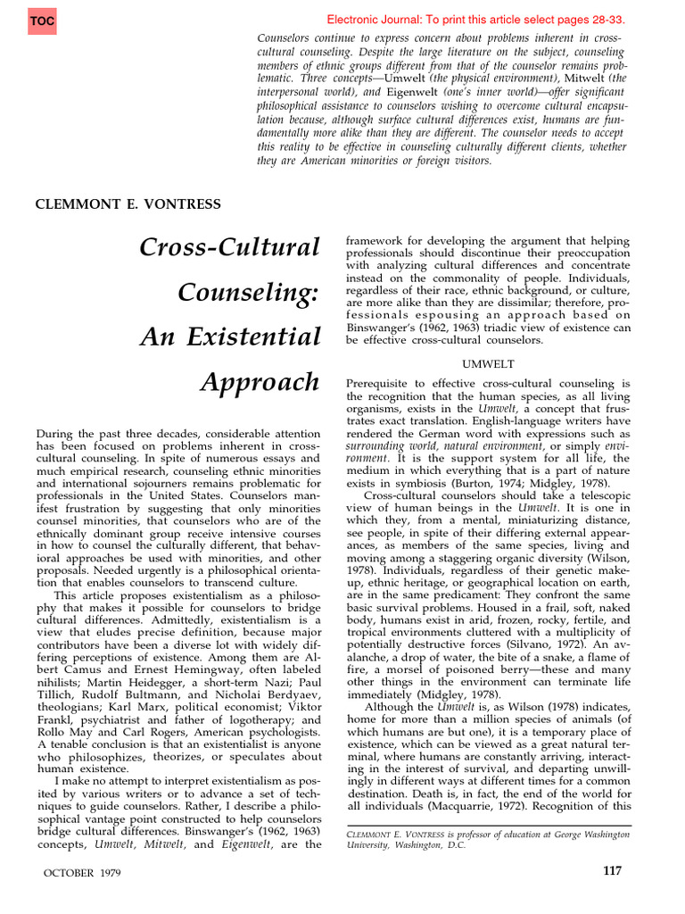 Cross cultural counseling an existential approach pdf