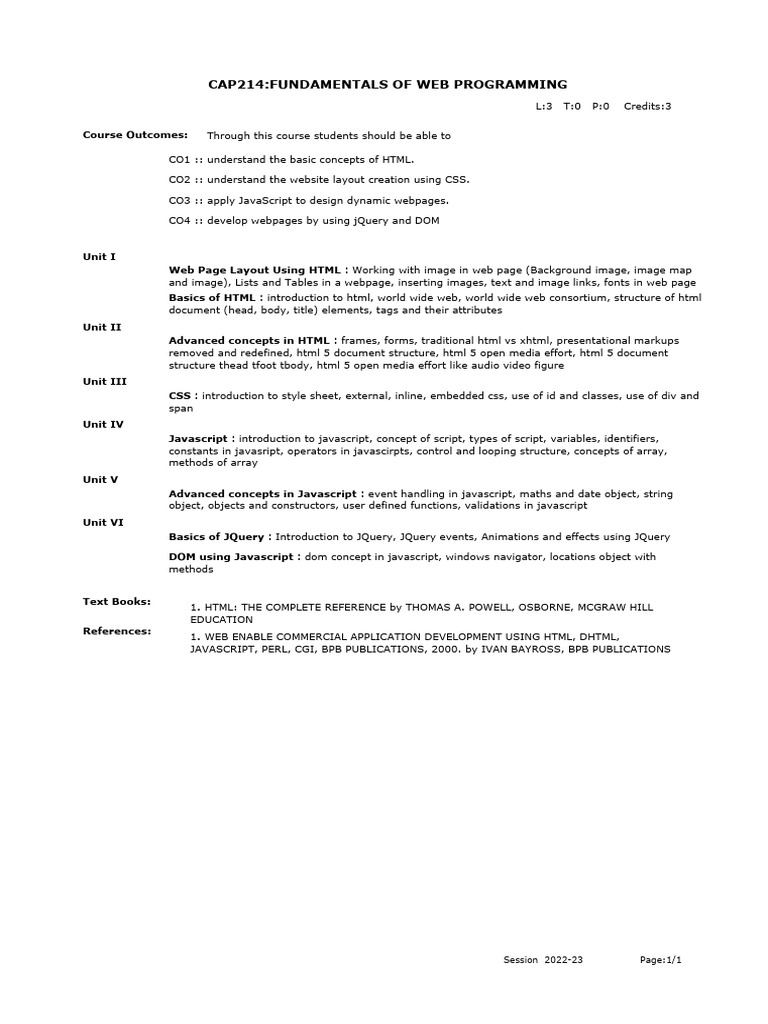 Web Dev Theory Syllabus | PDF