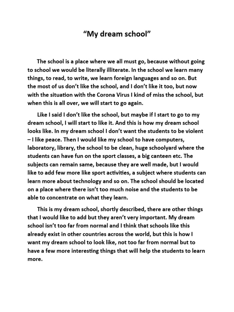 Vision for My Ideal School Environment | PDF