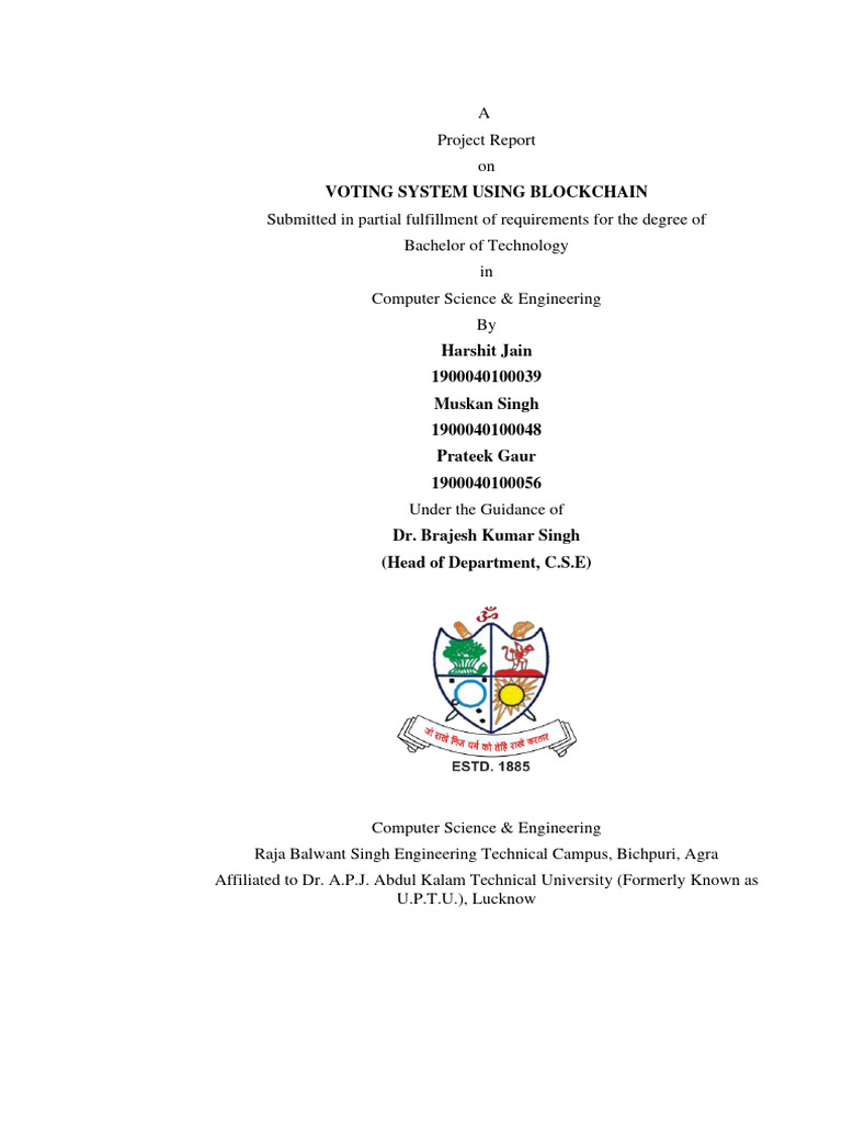 Blockchain-Based Voting System Report | PDF
