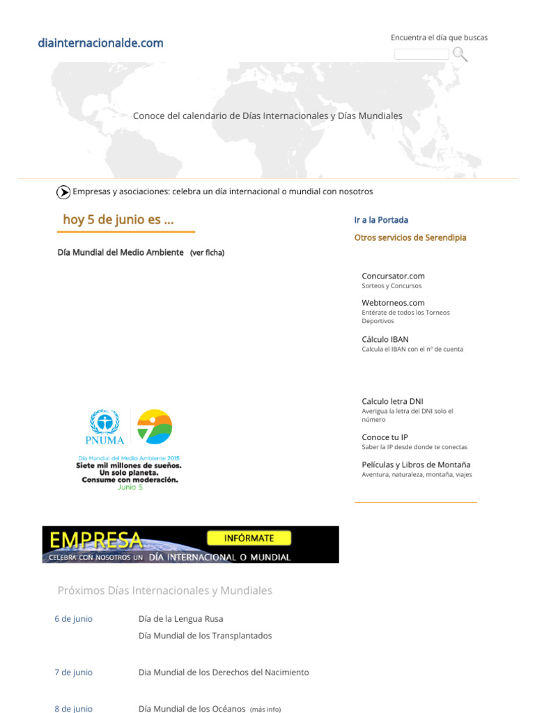 Calendario dias internacionales y mundiales pdf