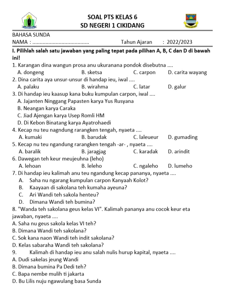 Soal Pts Kelas 6 Bhs Sunda Pdf