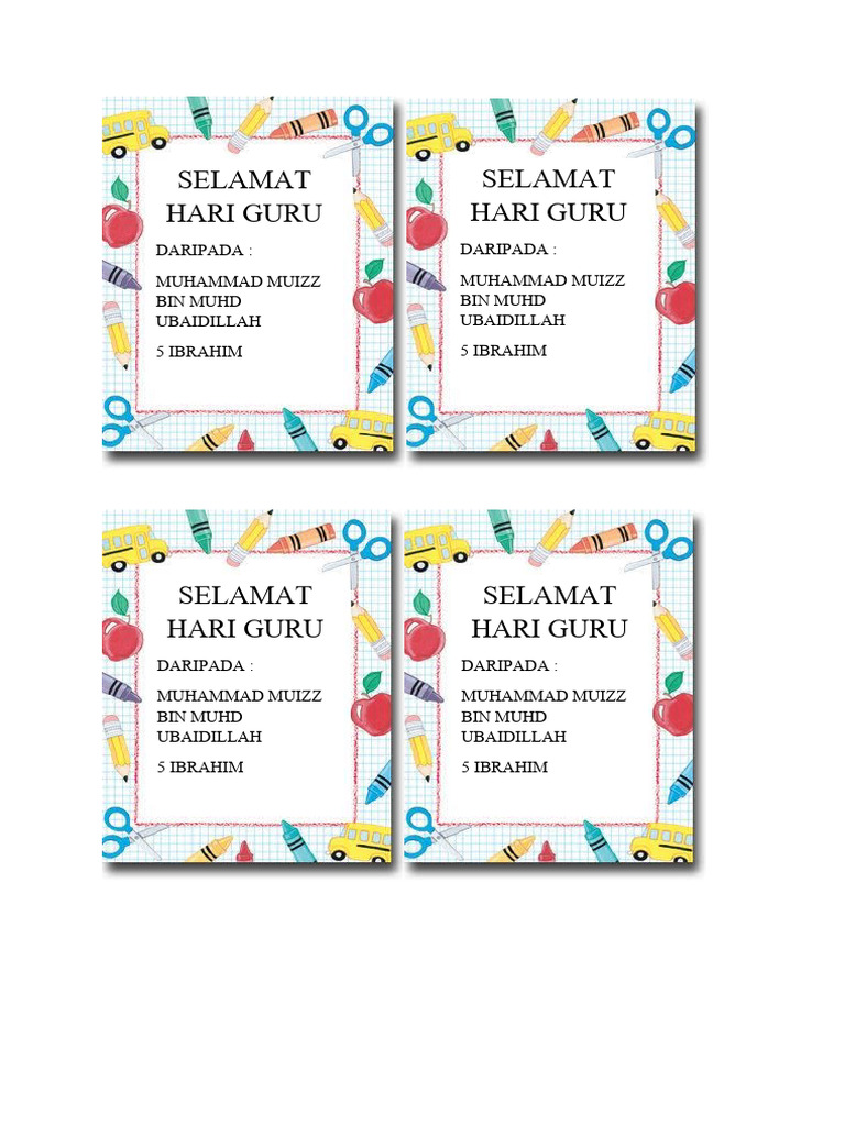 Kad Ucapan Hari Guru | PDF