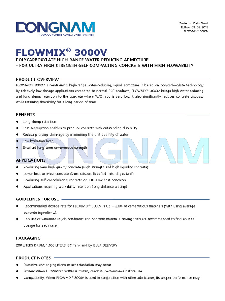 Flowmix 3000V | PDF | Concrete | Materials