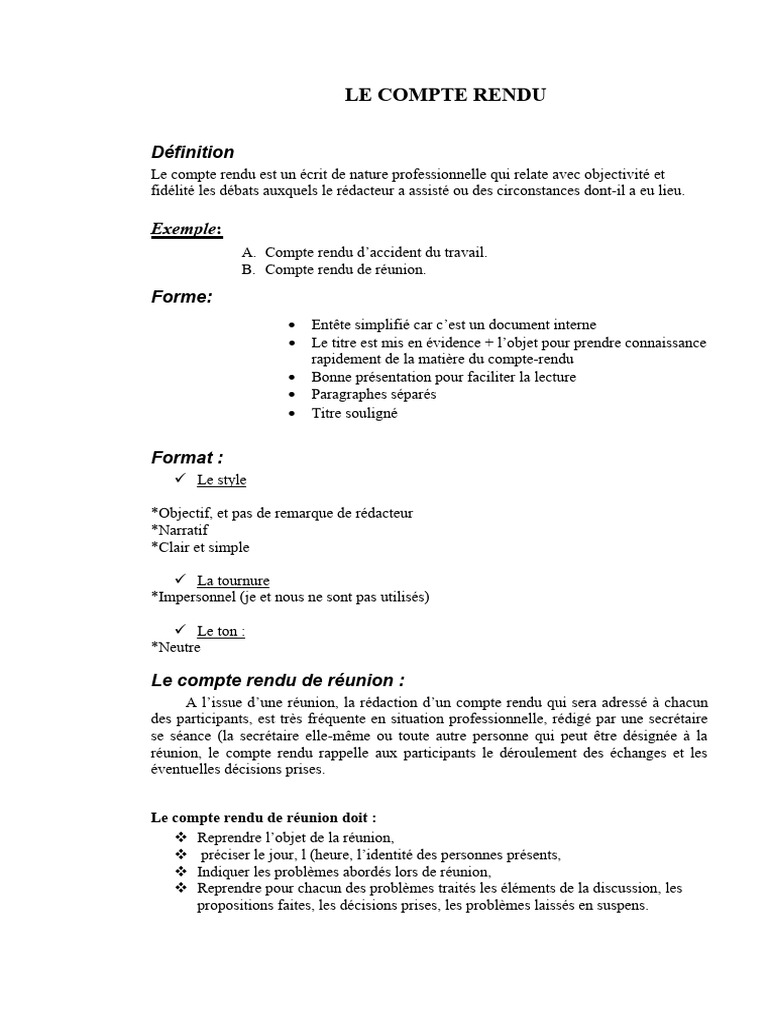 Guide de rédaction de compte rendu | PDF | Évolution de carrière | Affaires