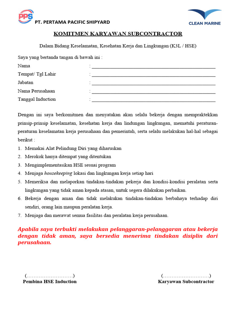 Komitmen Karyawan Subcont | PDF | Bisnis