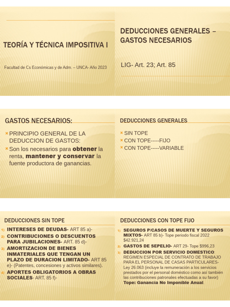 Deducciones Generales Impuesto a Ganancias 2023 | PDF | Impuestos ...