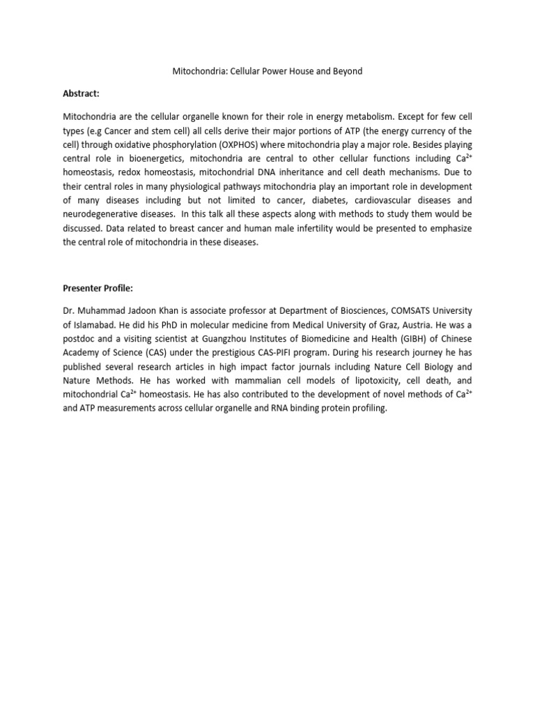 Mitochondria's Role in Disease and Energy | PDF | Self-Improvement ...