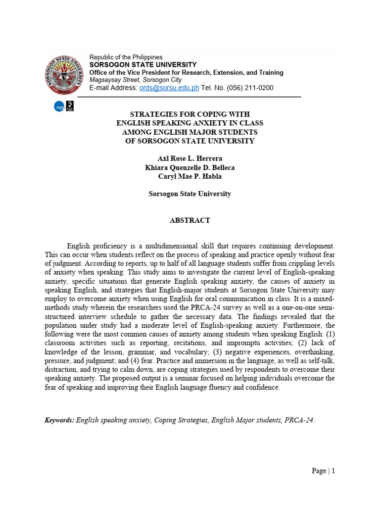 Coping with English Speaking Anxiety | PDF