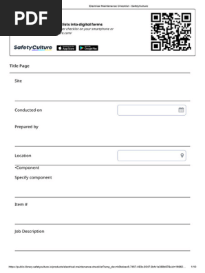Electrical Maintenance Checklist