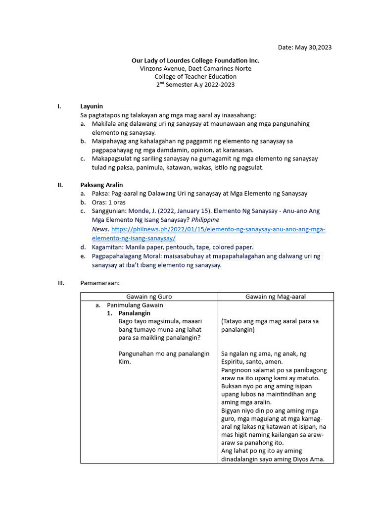 Lesson Plan | PDF