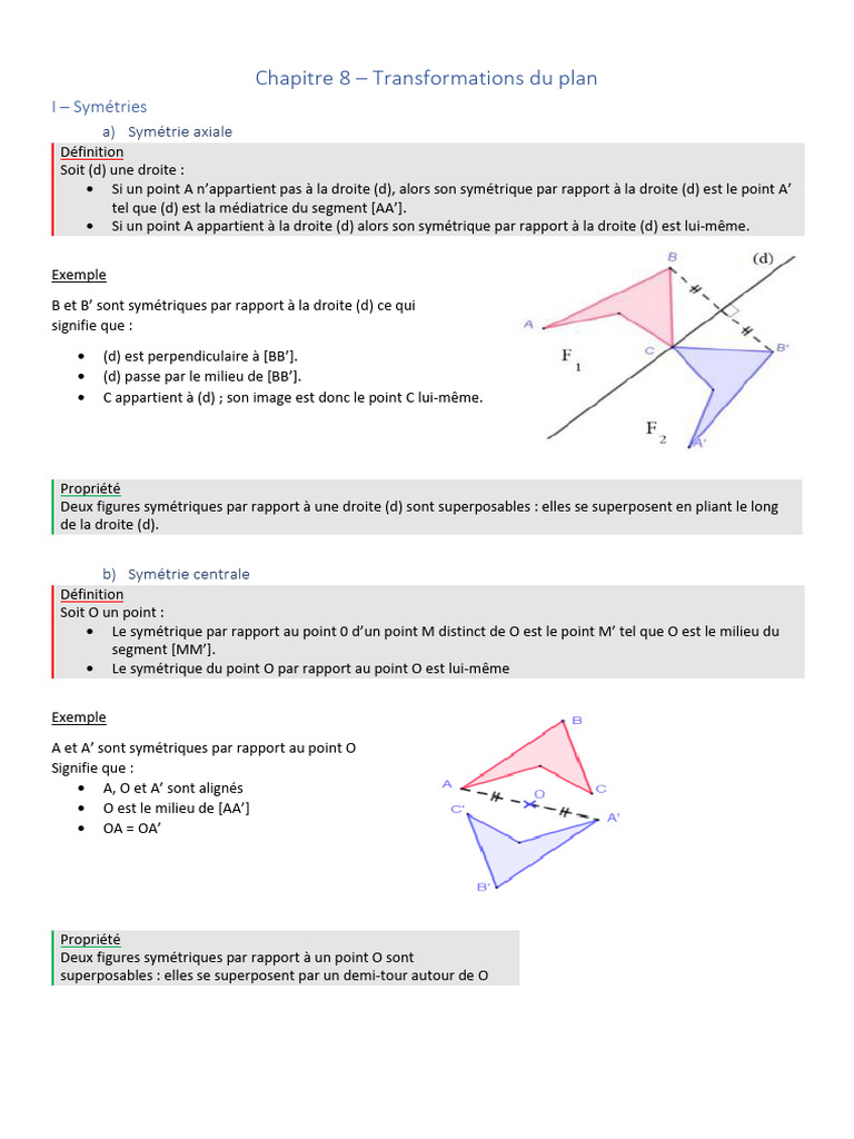 Transformations géométriques en 5ème | PDF | Angle | Physique mathématique