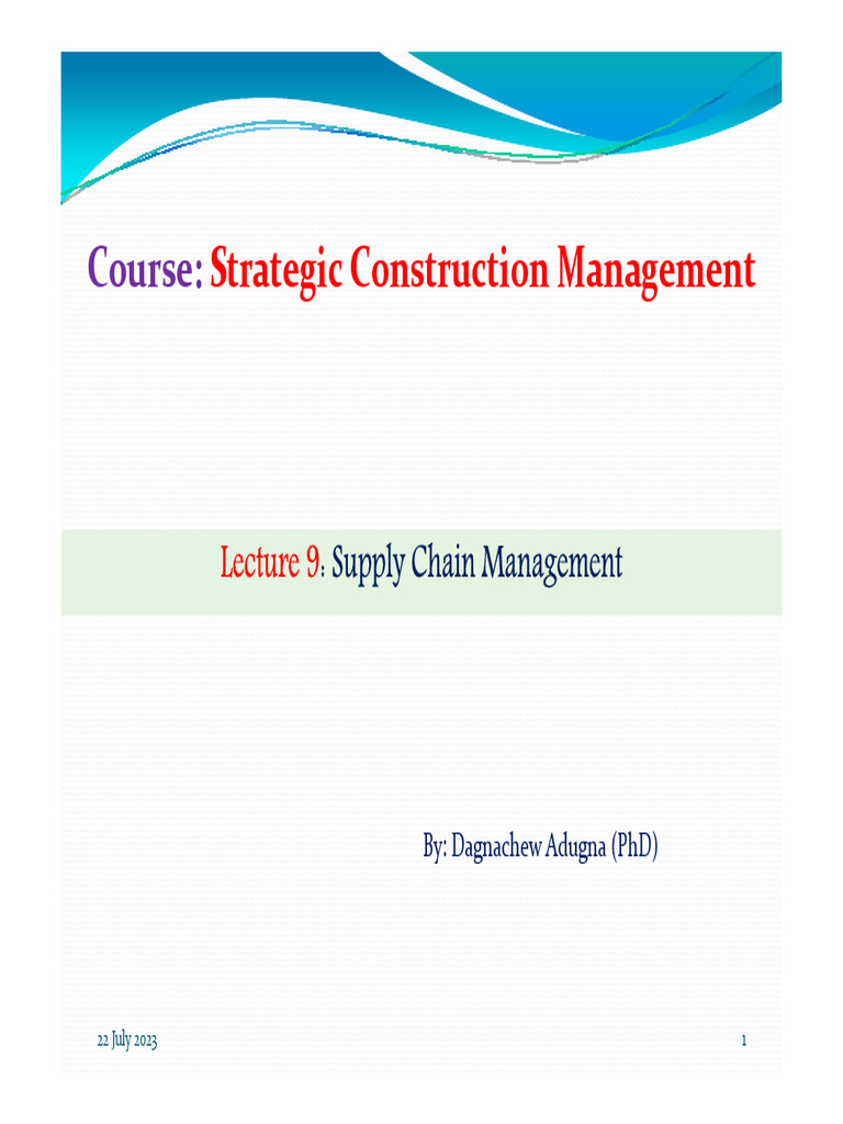 Lecture 9 Supply Chain Management PDF Supply Chain Supply Chain