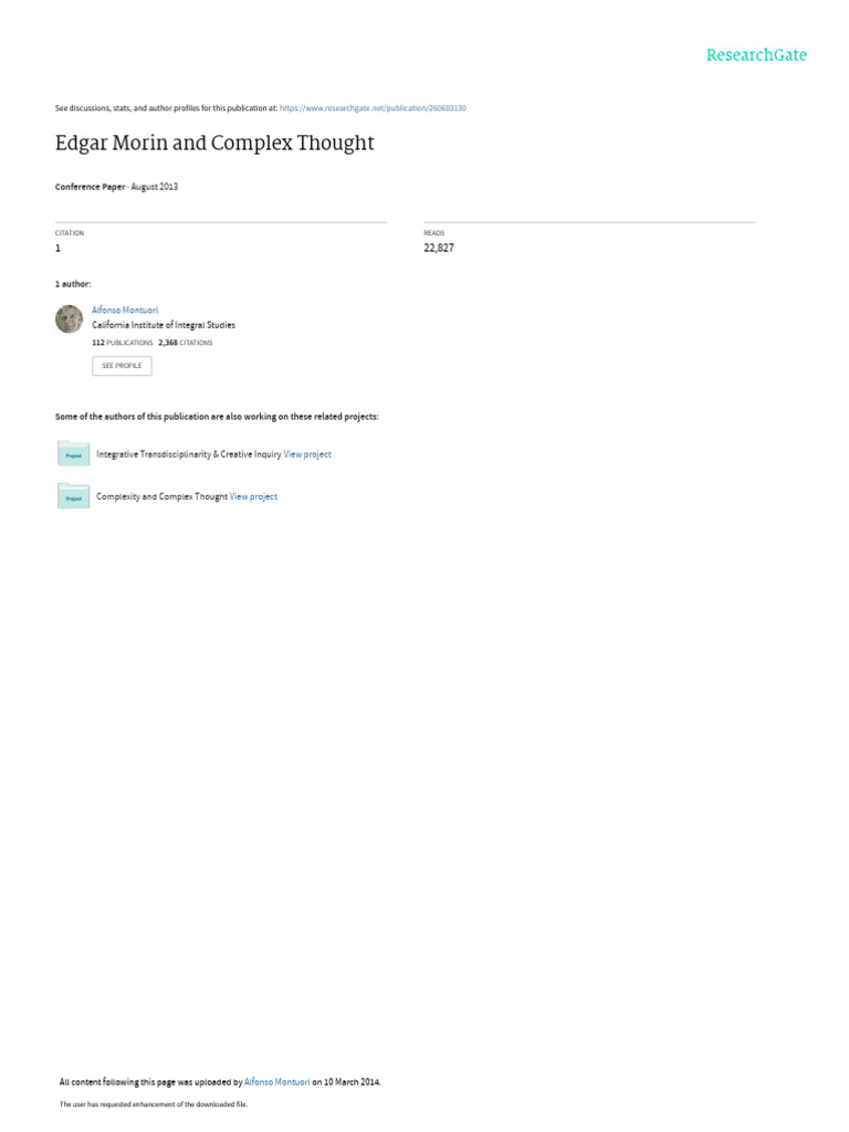 Complex Thought Final Pdf Science