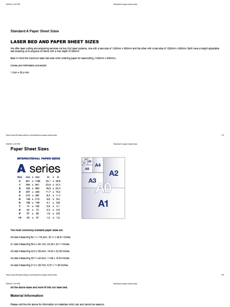 Standard A Paper Sheet Sizes | PDF | Paper | Equipment