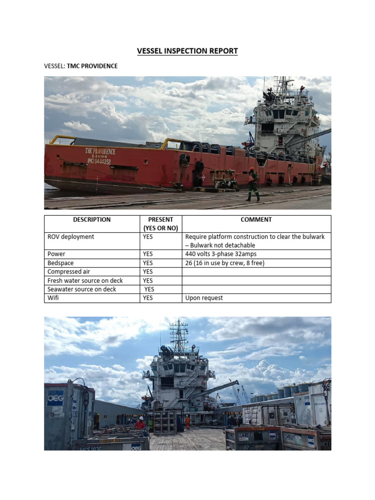 Vessel Inspection Report TMC Providence PDF