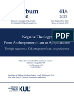 "Negative Theology: From Anthropomorphism To Apophaticism", Ed. Damian Mrugalski OP, Verbum Vitae 41/3 (2023) 458-858.