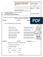 Avaliação de Matematica Silvia