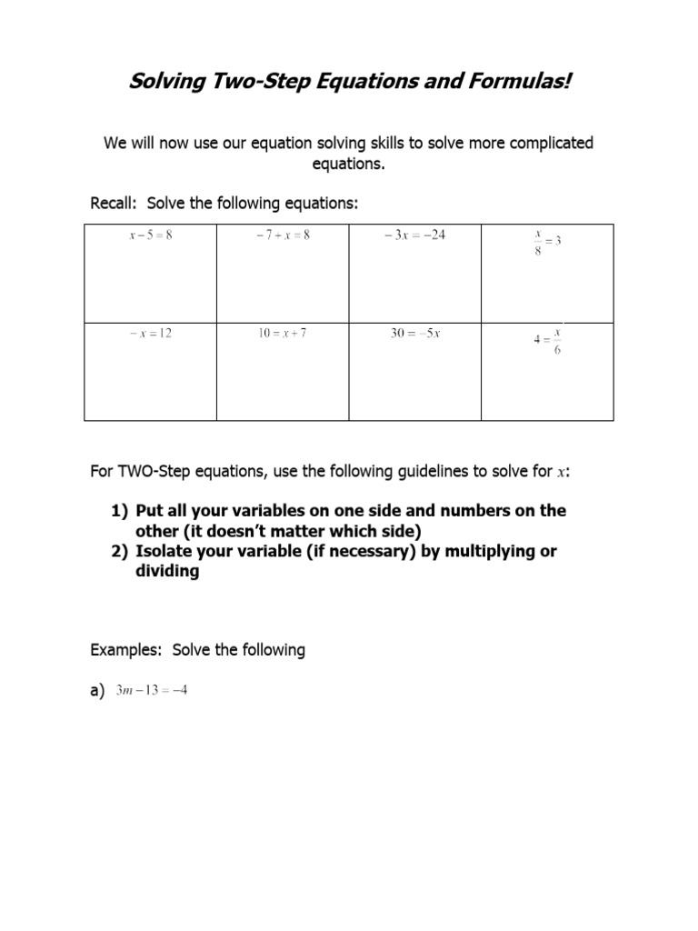 Lesson 3 - Solving Two-Step Equations | PDF
