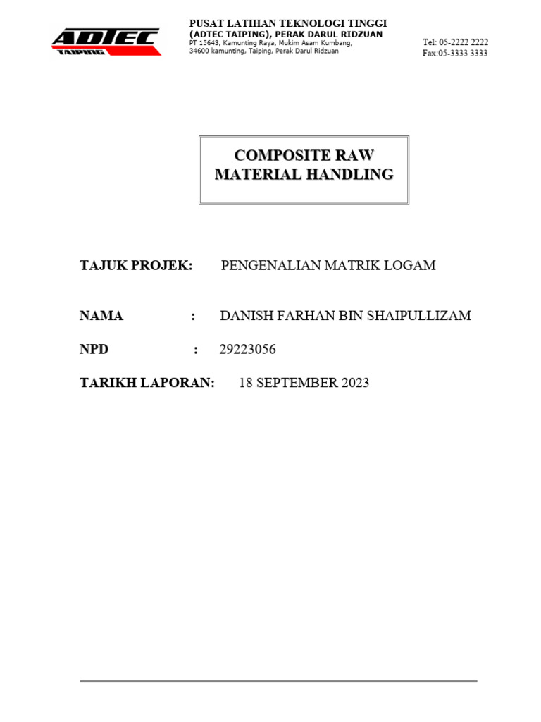 Contoh Laporan Composite Material Preparation - l2 | PDF | Teknologi ...