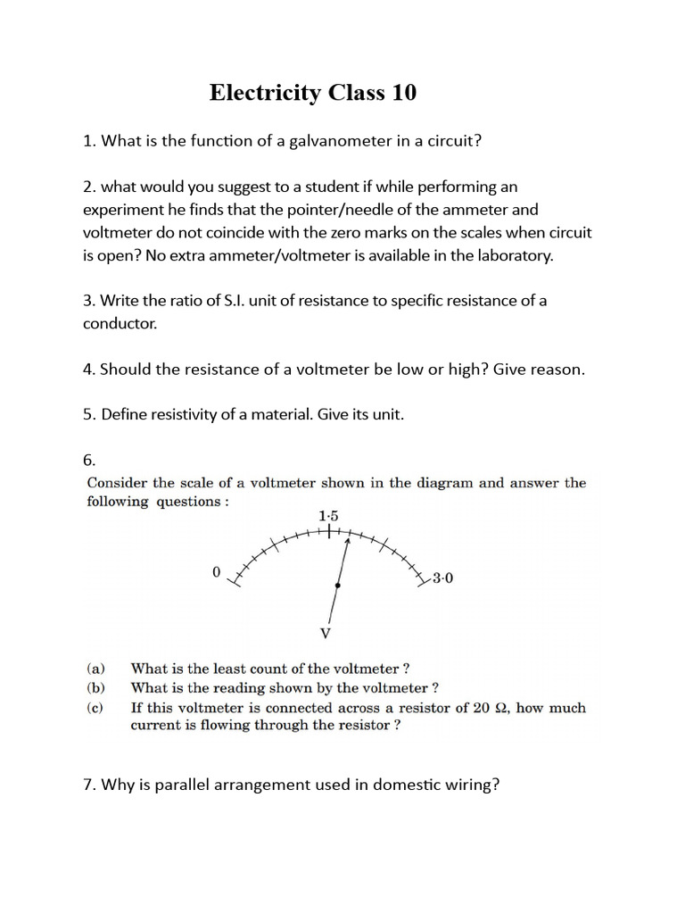 case study questions electricity class 10 pdf