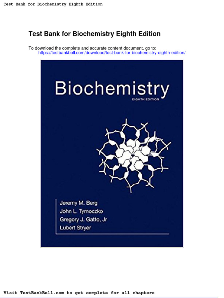 Test Bank For Biochemistry Eighth Edition PDF