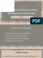 Manajemen Pendidik Dan Tenaga Kependidikan Lembaga Paud: Kelompok 1