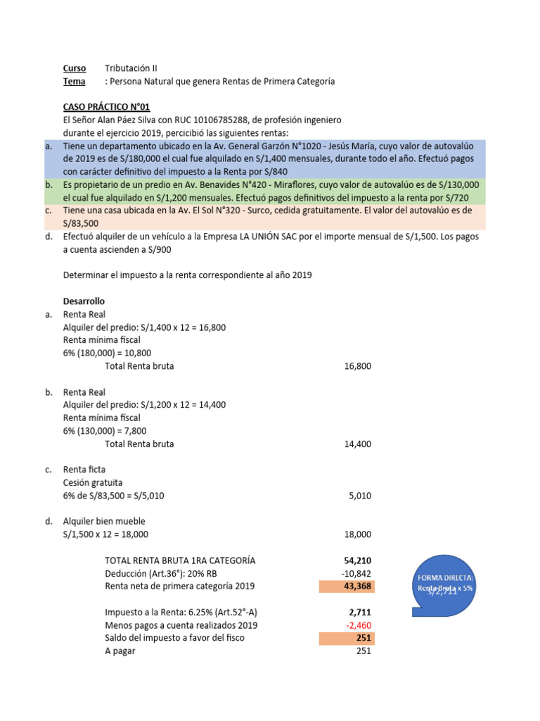 Cálculo del Impuesto a la Renta 2019 | PDF | Impuestos | Economias