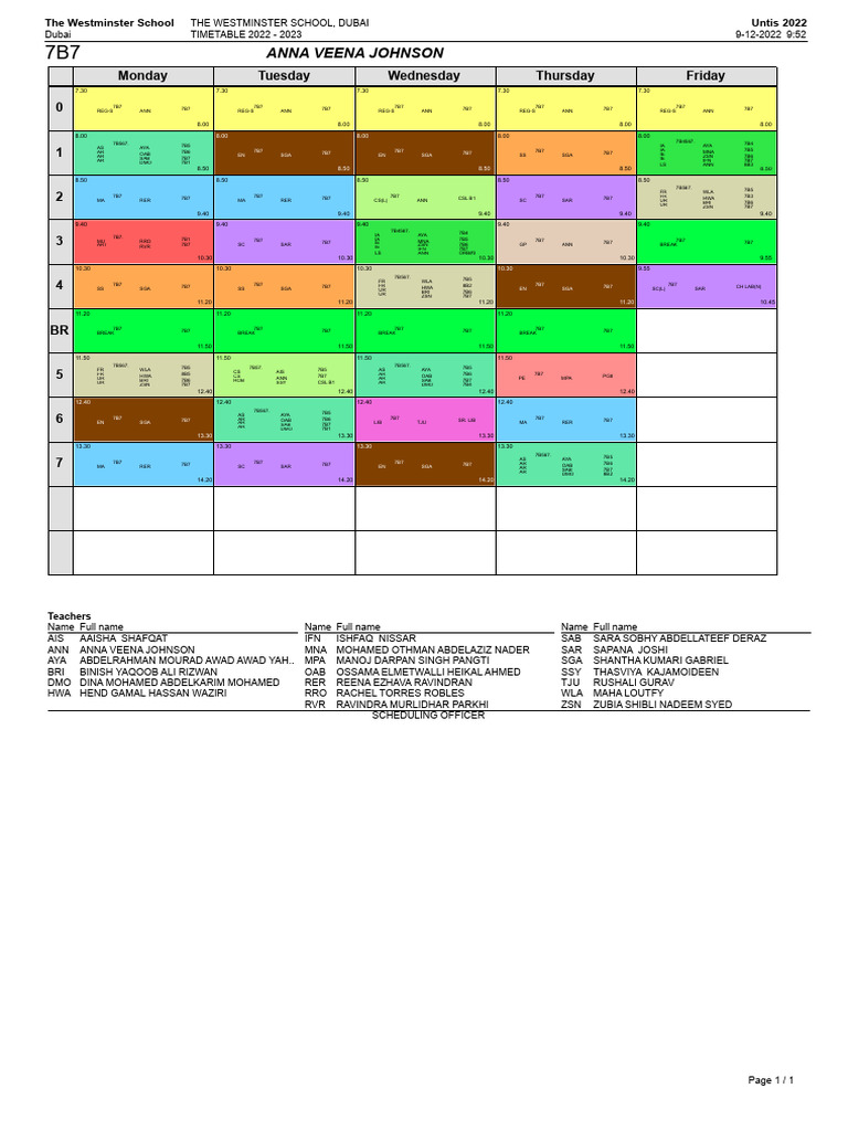 7B7 Time Table | PDF