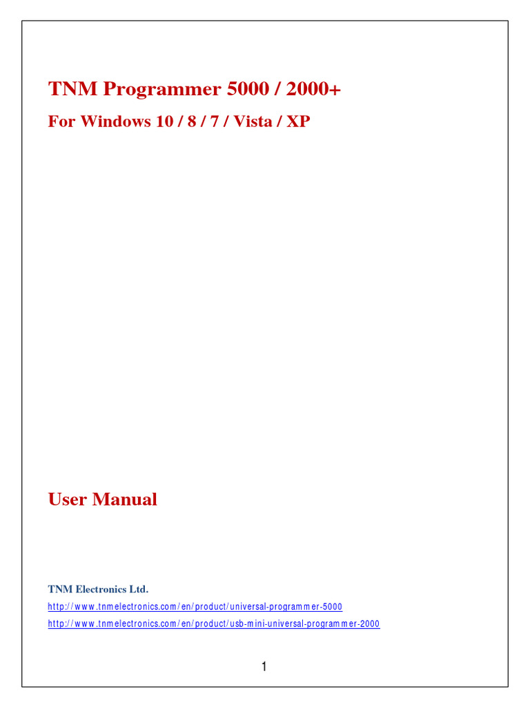 TNM Programmer 5000/2000 User Manual | PDF | Computers