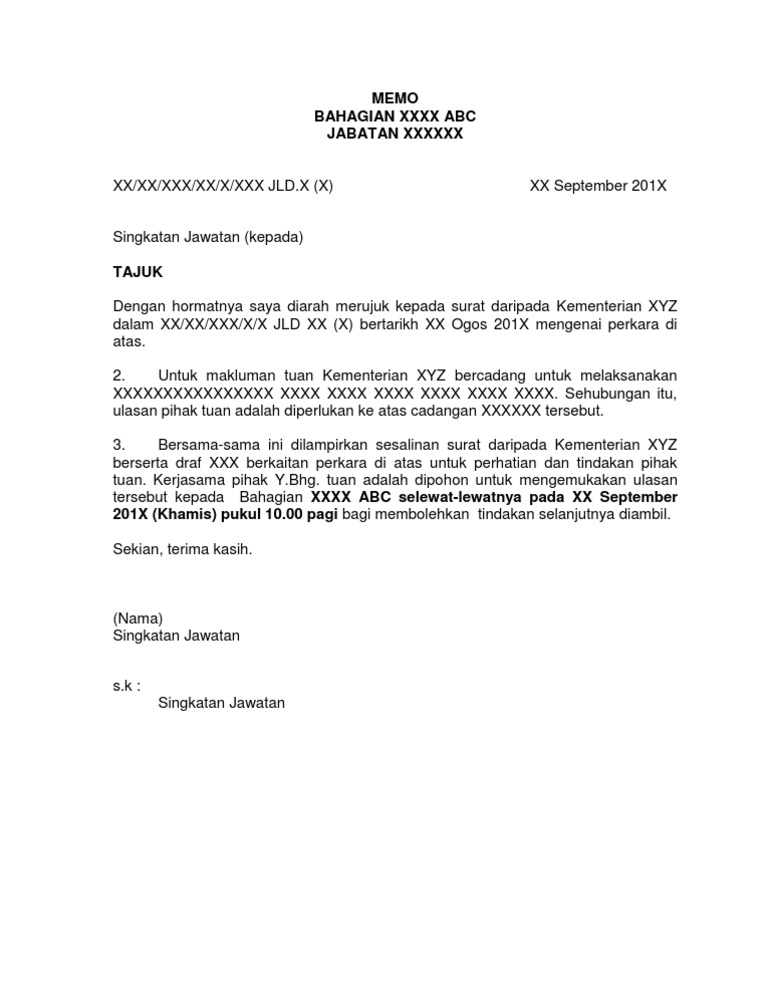 Contoh Memo Rasmi Kerajaan Pdf