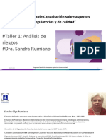 #Taller 1: Análisis de Riesgos #Dra. Sandra Rumiano: "Programa de Capacitación Sobre Aspectos Regulatorios y de Calidad"