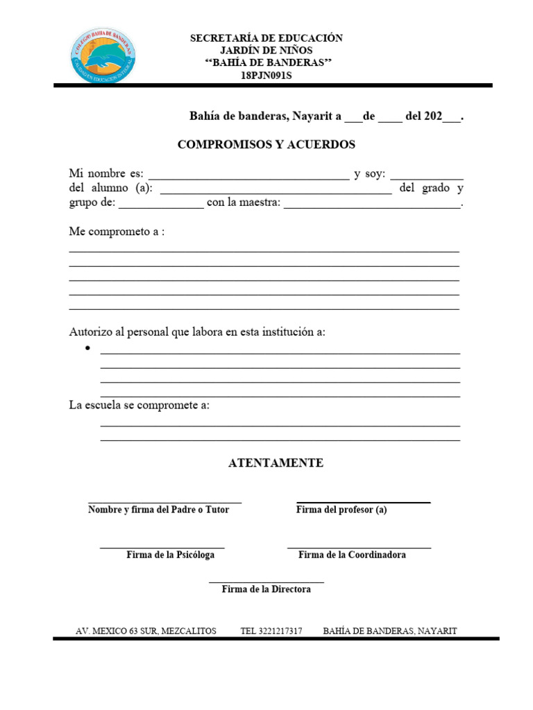 Carta de Compromiso Escolar para Niños | PDF