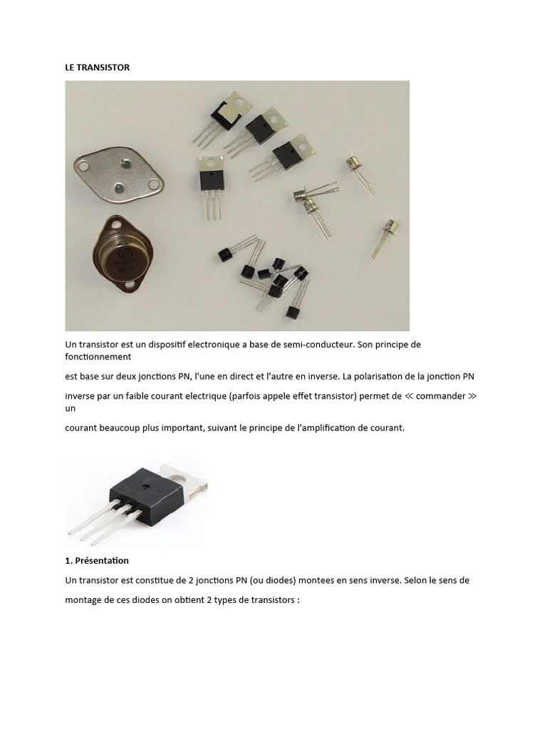Fonctionnement et types de transistors | PDF | Transistor | Science des ...
