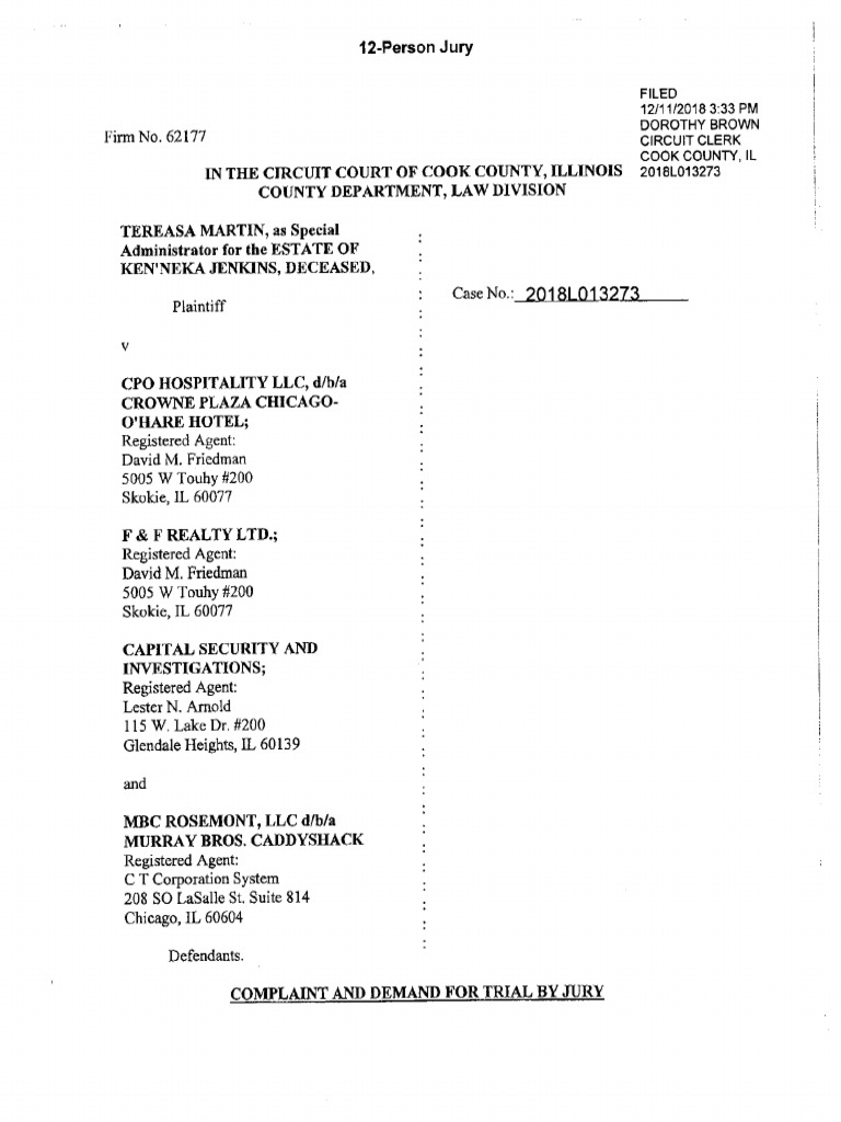 Kenneka Jenkins Lawsuit PDF