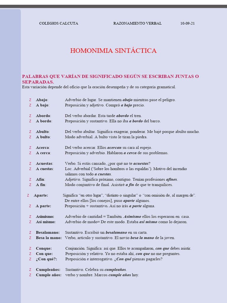 Homonimia 2 | PDF