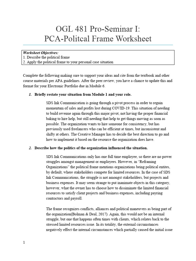 Political Frame Analysis for SDS Ink | PDF | Conflict Resolution ...