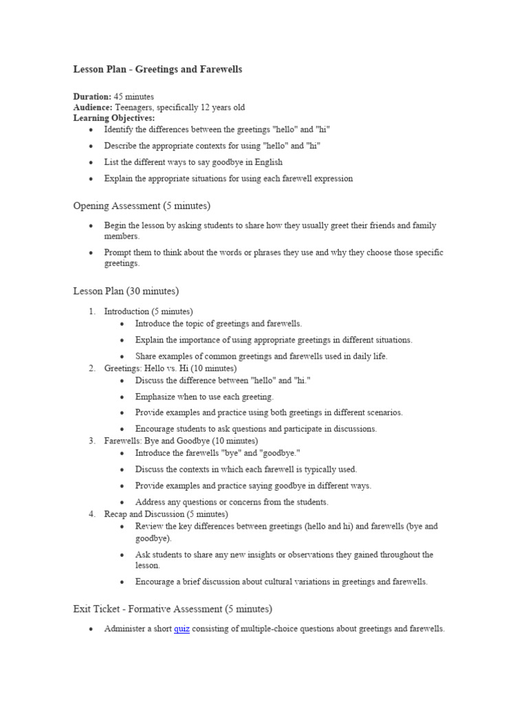 Lesson Plan1er Año | PDF | Foreign Language Studies