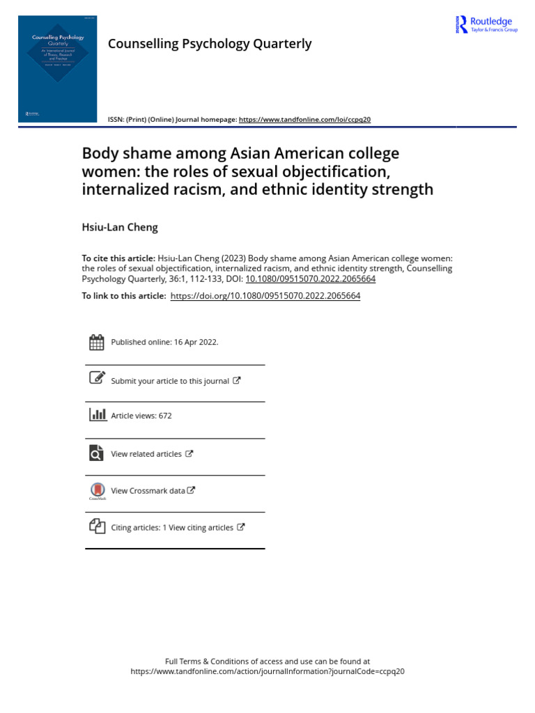 Body Shame Among Asian American College Women The Roles of Sexual ...